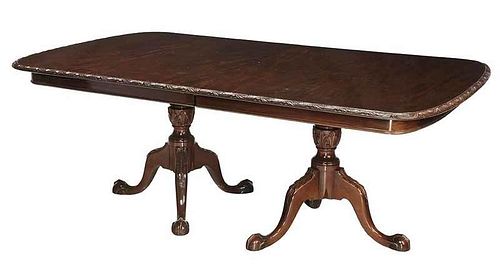 Chippendale Style Figured Mahogany Dining Table