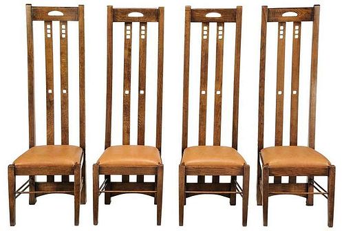 Set of Four Scottish Arts and Crafts Chairs