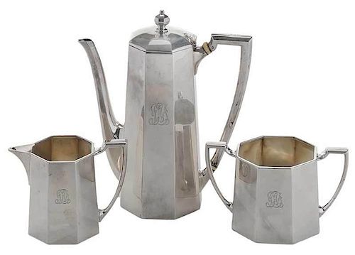 Tiffany English Silver Art Deco Coffee Set