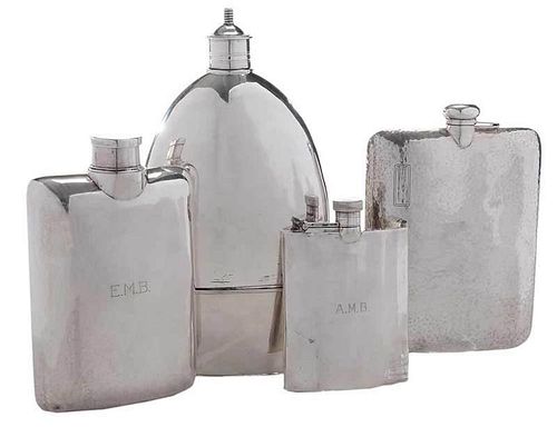 Four Sterling Flasks