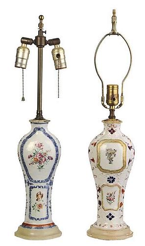 Two Export Vases Converted To Lamps