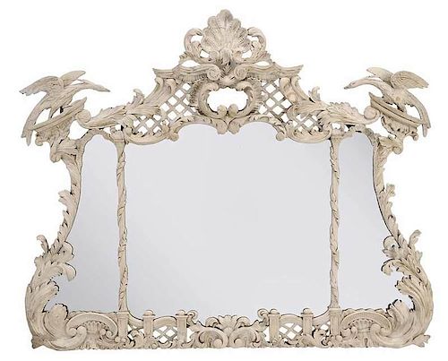 Chippendale Style Carved and Painted Mirror