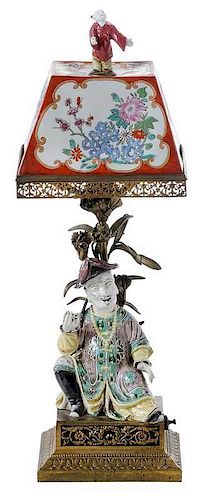 Chinese Bronze Mounted Porcelain Lamp
