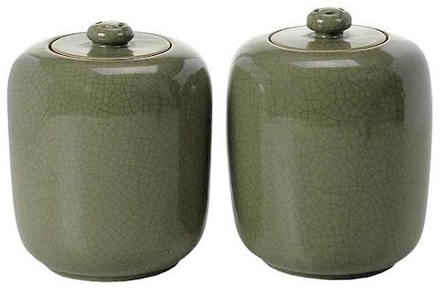 Pair of Chinese Celadon Jars