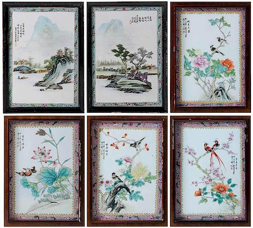 Six Decorated Asian Porcelain Plaques