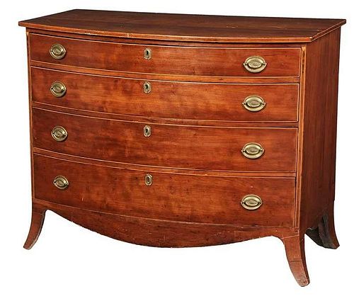 American Federal Cherry Inlaid Bowfront Chest