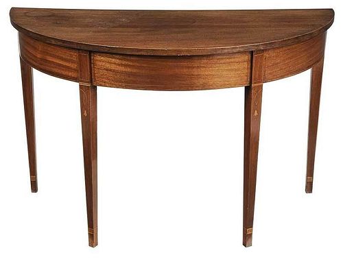 Federal Style Inlaid Mahogany Demilune Table
