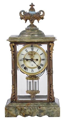 Ansonia Green Onyx Mantle Clock