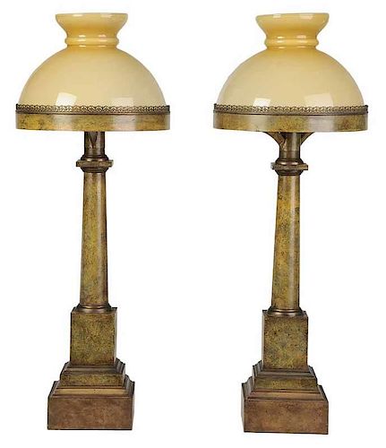 Pair Tole Painted Table Lamps