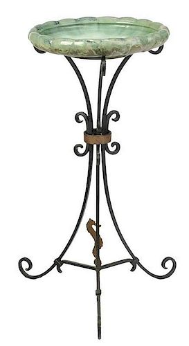 Large Fulper Bowl on Wrought Iron Stand