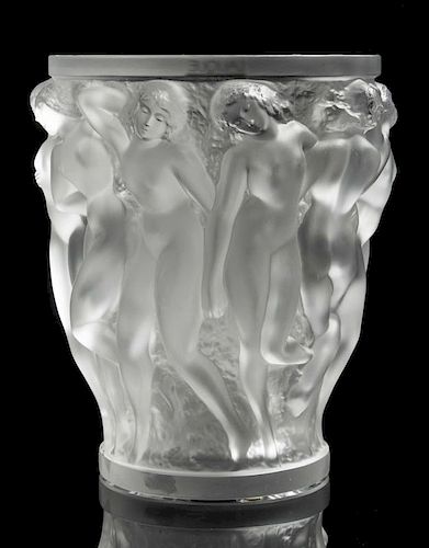 Lalique "Bacchantes" Frosted Crystal Vase