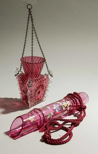 Two Hanging Glass Vases