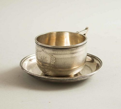 Frederick R Reichel Silver Cup & Saucer