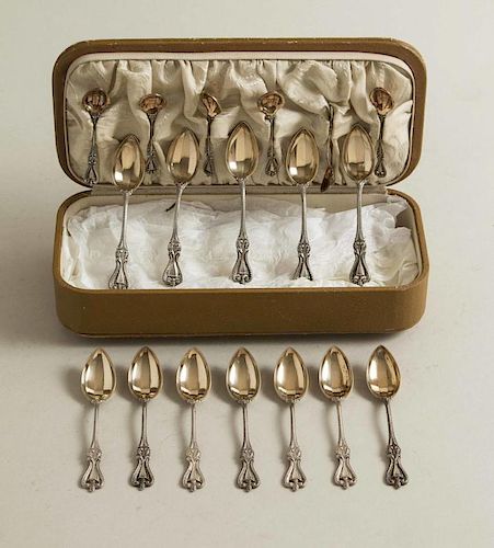 Gilt Sterling Demitasse & Salt Spoons, Old Colonial