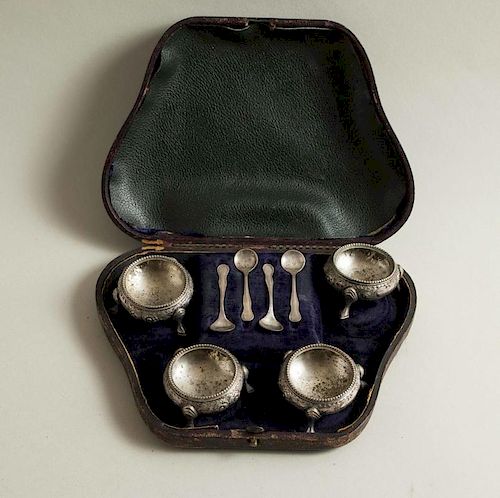 Cased Silver Salts & Spoons