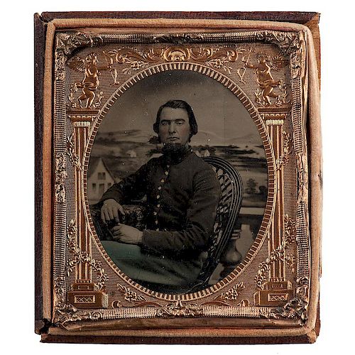 Jacob White, 8th Illinois Cavalry, Photographs, Pinfire Revolver, & Ribbon