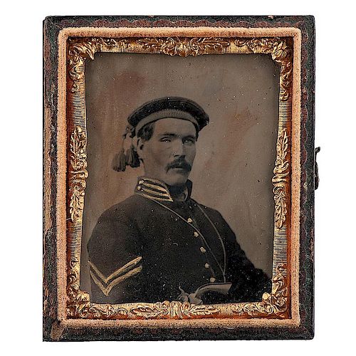 Civil War Ninth Plate Tintype of Armed Zouave, Plus