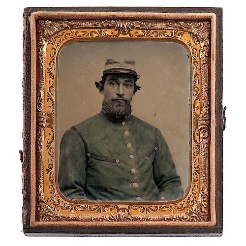 Sixth Plate Ruby Ambrotype of Possible Confederate Soldier
