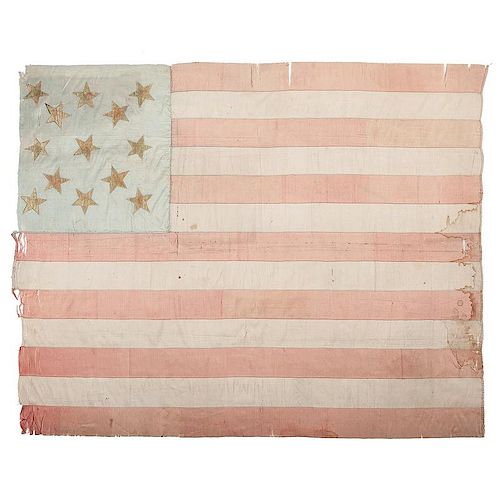 Early Silk 13-Star American Flag