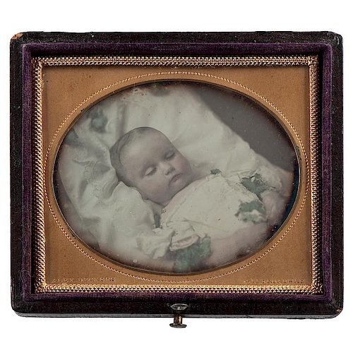 Fine Pair of Postmortem Daguerreotypes of Identified Baby by Alexander Beckers