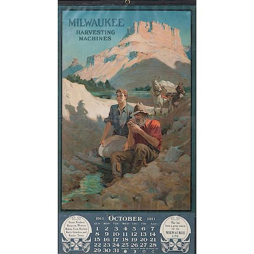 Milwaukee Harvesting Machines, 1911 Calendar Featuring Gold Miners