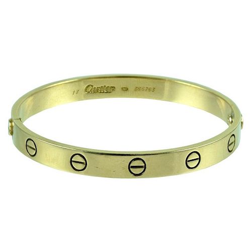Ladies Cartier 18 Karat YG Size 17 Love Bracelet