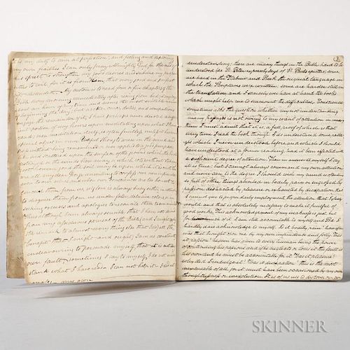 Adams, John Quincy (1767-1848) Copies of Letters. Single-signature notebook of unlined wove paper consisting of transcribed c