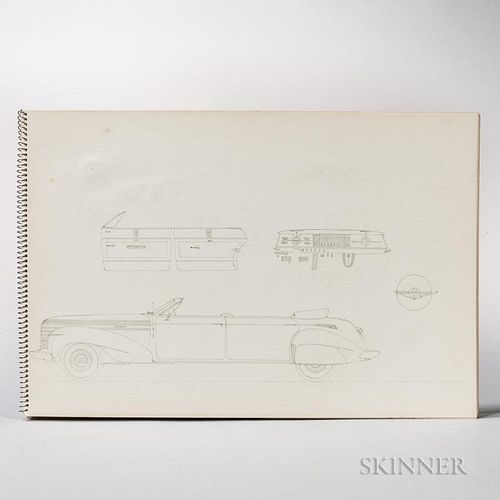 Burch, George M. (1894-1988) Sketchbooks with Drawings of Car Designs, mid-20th Century. A collection of several loose sketch