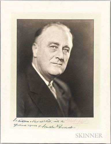 Roosevelt, Franklin Delano (1882-1945) Signed Photograph. Black-and-white photograph signed and inscribed to Paul V. McNutt (