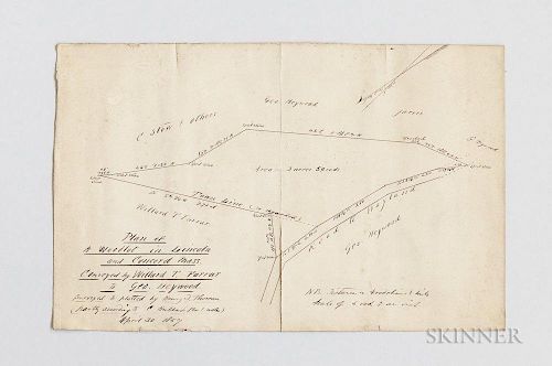 Thoreau, Henry David (1817-1862) Plan of a Woodlot in Lincoln and Concord Mass., Conveyed by Willard T. Farrar to Geo. Heywoo