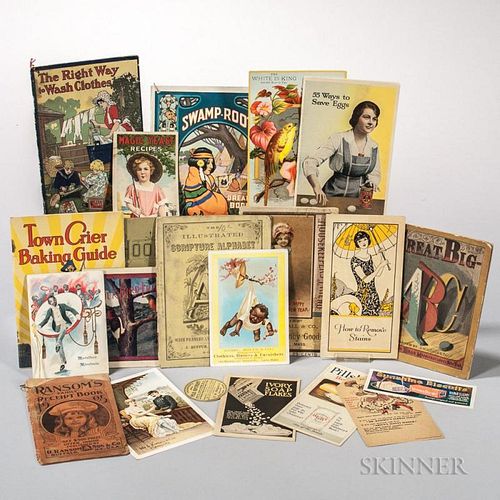 Advertising Ephemera, Approximately Twenty-three Items, Early 20th Century. Color printed items including: children's chapboo