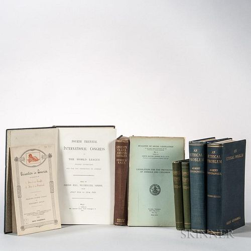 Animal Rights, Anti-Vivisection Lot, Eight Titles. Including: Henry S. Salt's Animals' Rights, New York: Macmillan, 1894 (two