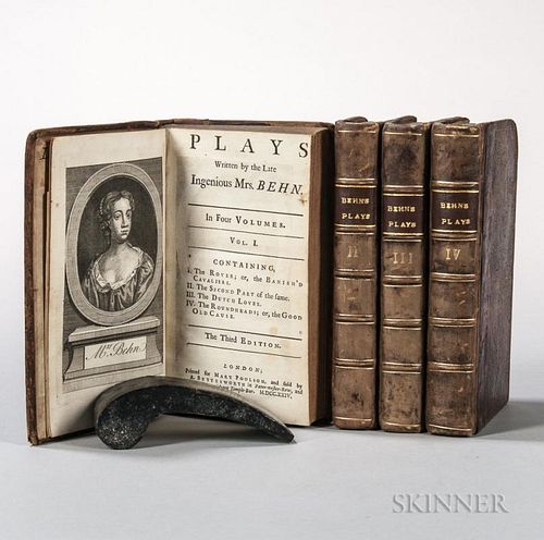 Behn, Aphra (1640-1689) Plays. London: for Mary Poulson, sold by A. Bettesworth and F. Clay, 1724. Third edition, four 12mo v