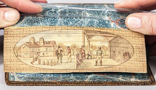 Fore-edge Painting, Men Playing at Bowls.