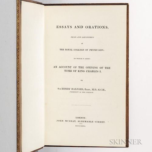 Halford, Sir Henry (1766-1844) Essays and Orations, An Account of the Opening of the Tomb of King Charles I.