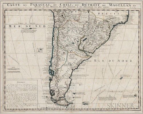 South America. Henry Abraham Chatelain (1684-1743) Carte du Paraguai, du Chili, du Detroit de Magellan.