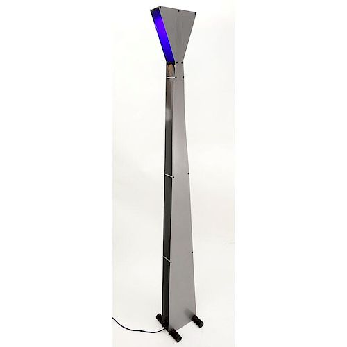 Attributed to George Kovacs Metal Floor Lamp with Blue Color Panels.