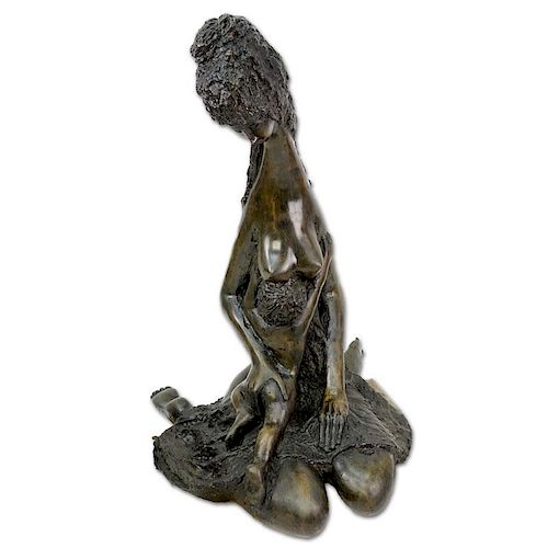 Andrew Posa, Canadian (B. 1938) Bronze Sculpture "Mother with Child" Signed and Numbered VIII. Rubbing to patina.