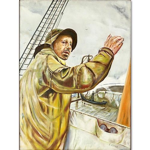 Christian Krohg, Norwegian (1852 - 1925) Oil on canvas "Fisherman" Signed lower right.