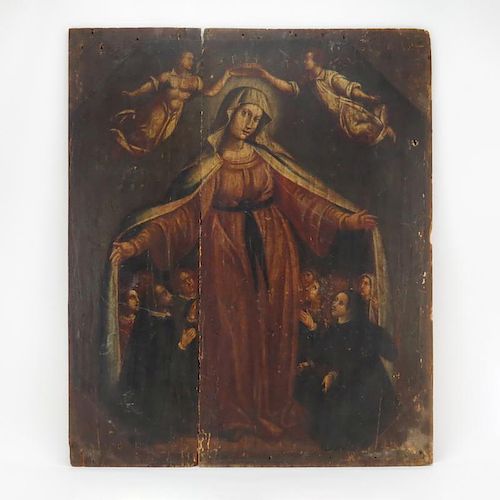 Early 19th Century Eastern European School Religious Painting on Wood Panel.