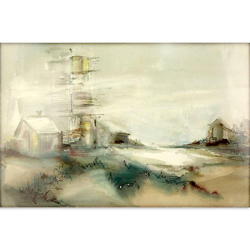 Contemporary Watercolor On Paper "Landscape". Signed Dever lower left.