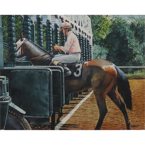Joseph Correale, American (1926-2015) Watercolor, At The Gate.