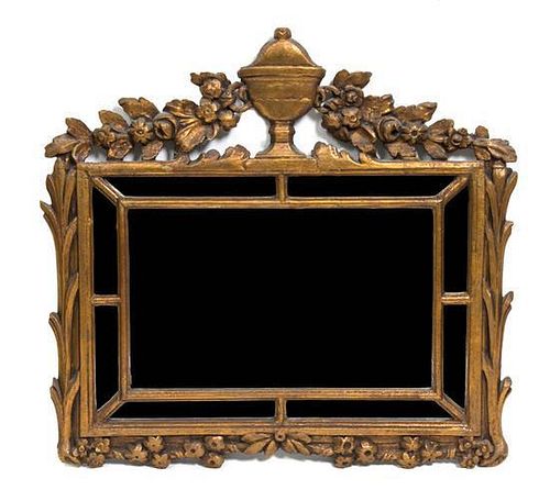 A Continental Giltwood Mirror Height 24 x width 26 1/4 inches.