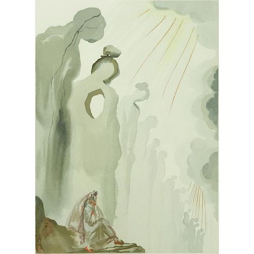 After: Salvador Dali, Spanish (1904 - 1989) Color wood engraving on Rives paper after a watercolor "Divine Comedy - Second Le
