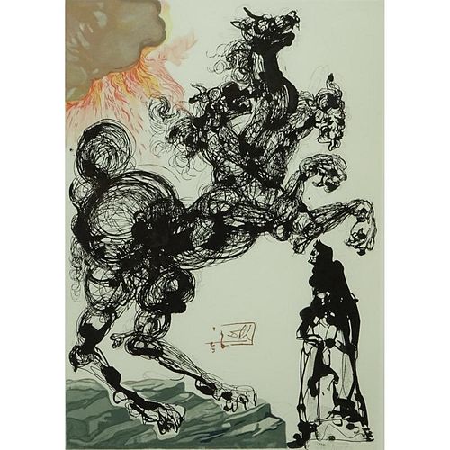 After: Salvador Dali, Spanish (1904 - 1989) Color wood engraving on Rives paper after a watercolor "Divine Comedy - Inferno 6