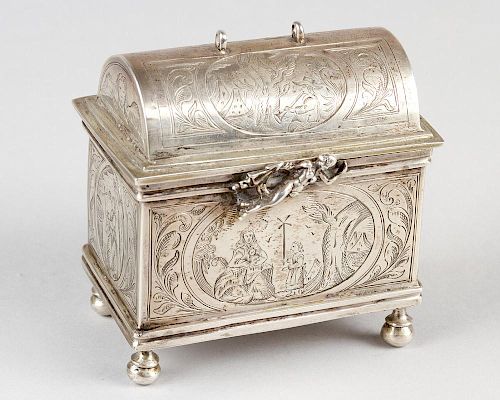 A Dutch silver wedding casket