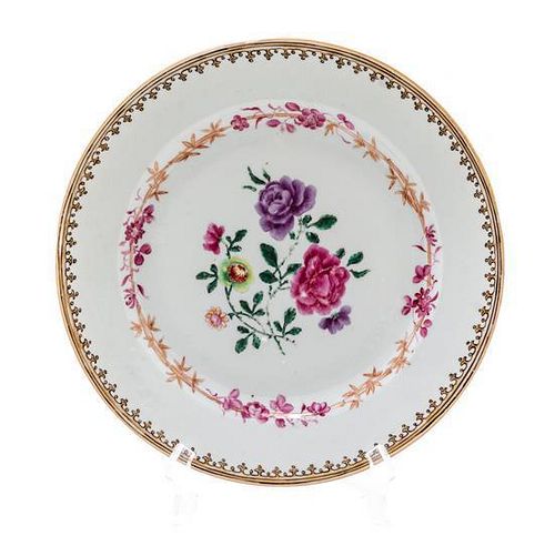 A Chinese Export Porcelain Plate, Diameter 9 inches.