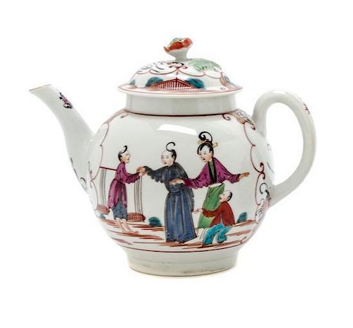 A Worcester Porcelain Teapot Height 6 3/4 inches.
