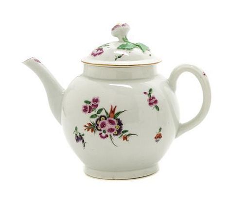 A Worcester Porcelain Teapot Height 6 1/2 inches.