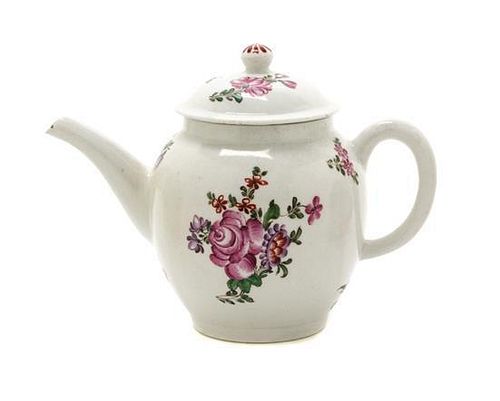 A Worcester Porcelain Teapot Height 5 3/4 inches.